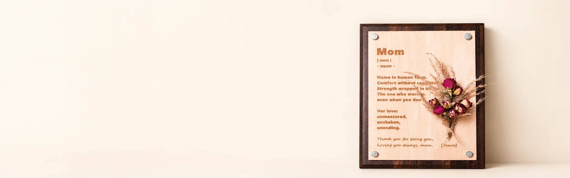 Placa de madera del recuerdo de la mamá