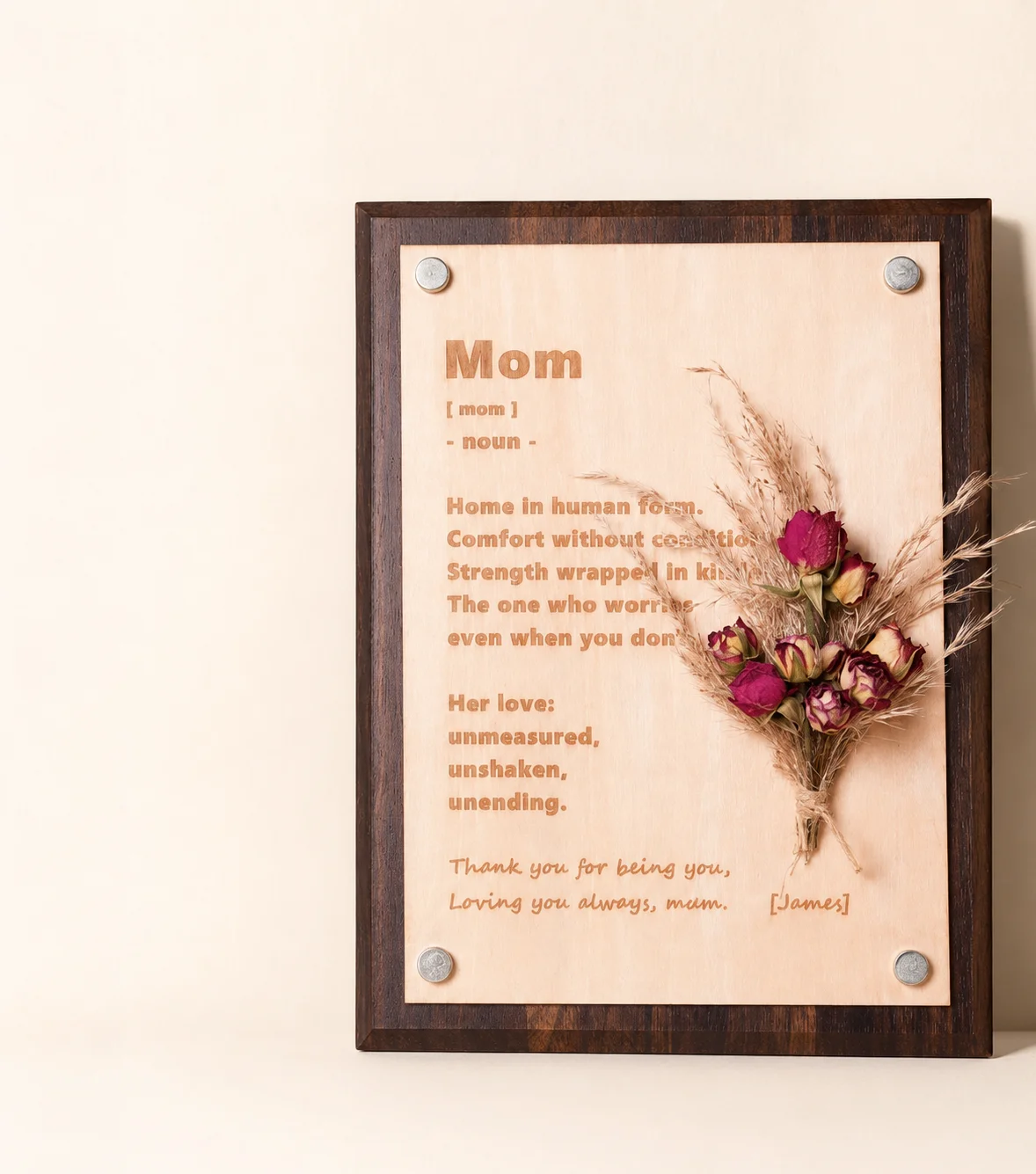 Placa de madera del recuerdo de la mamá