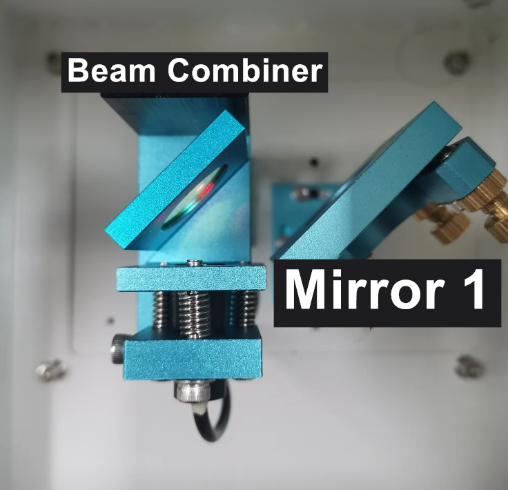 Combinador de haz y espejo en la máquina Thunder Laser Bolt