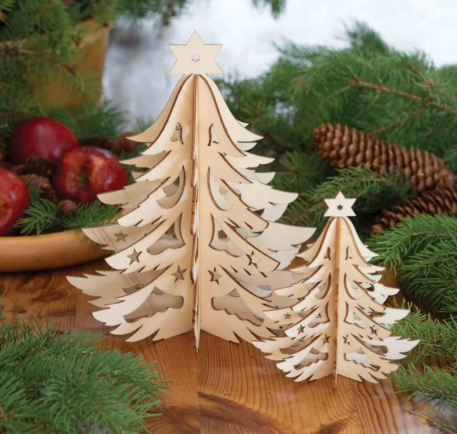 Árbol de Navidad de madera en capas hecho con un cortador láser