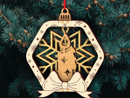 Adornos de madera cortados con láser para árboles de Navidad