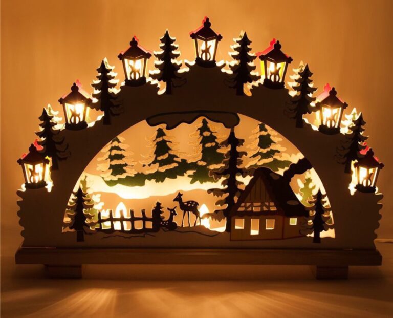 Lámpara de noche de Navidad de madera cortada con láser
