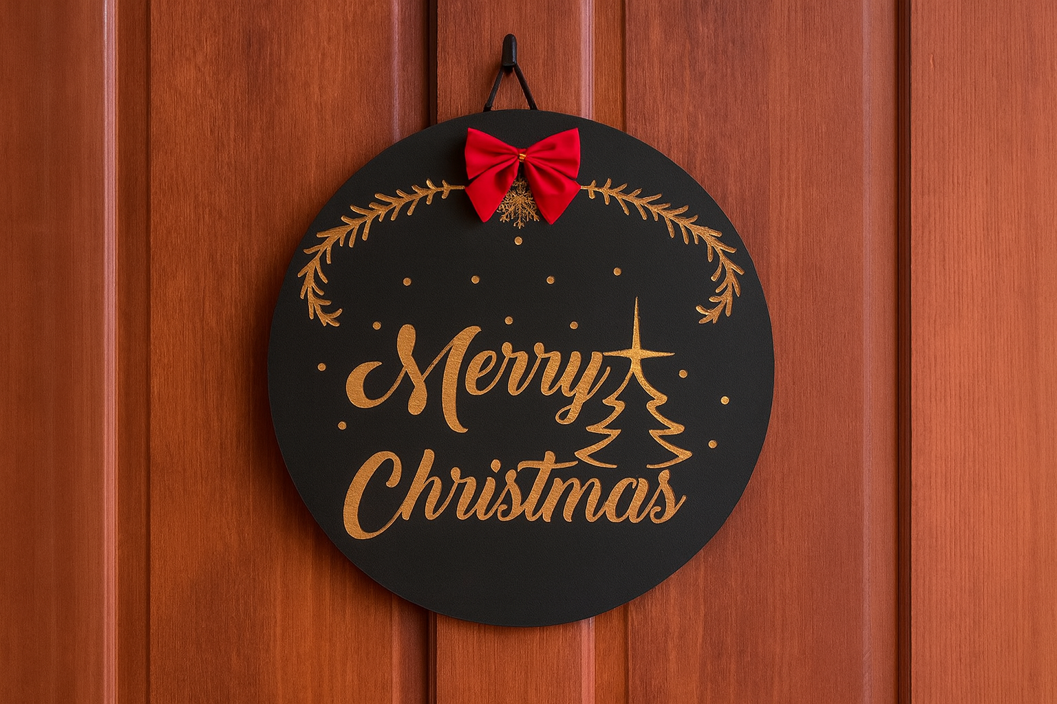 Signo de puerta de Navidad de madera de corte láser