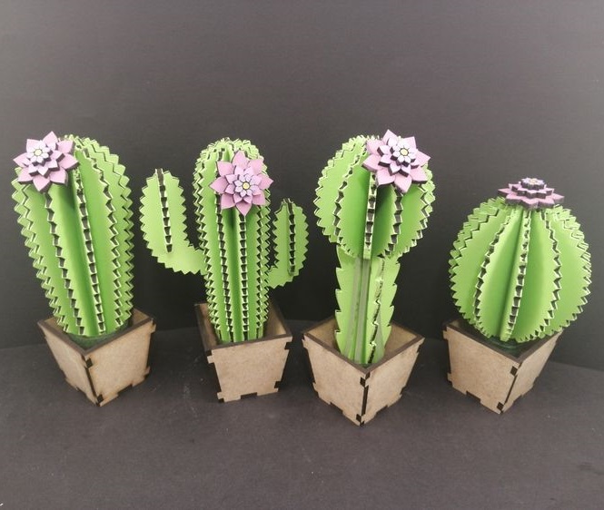 Plantas de madera cortadas con láser para la decoración de Navidad
