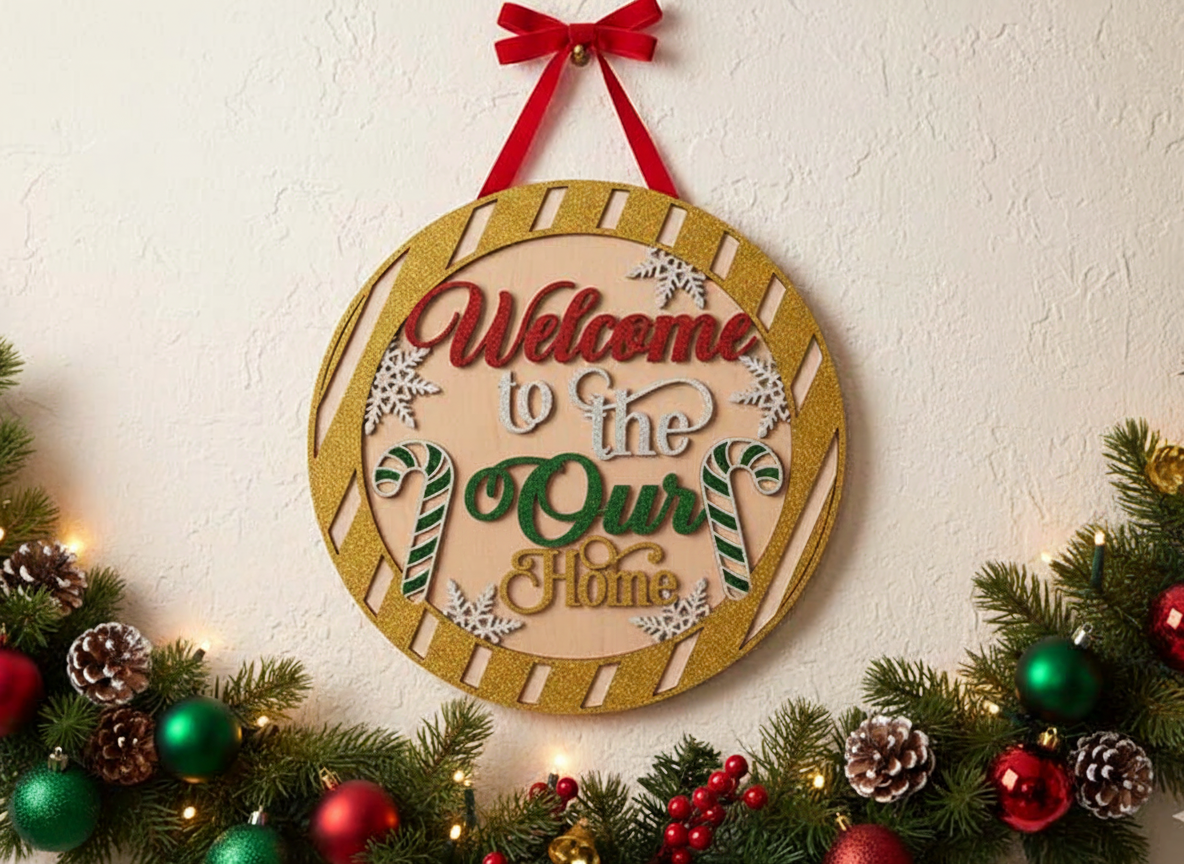 Signo de puerta de Navidad cortado con láser