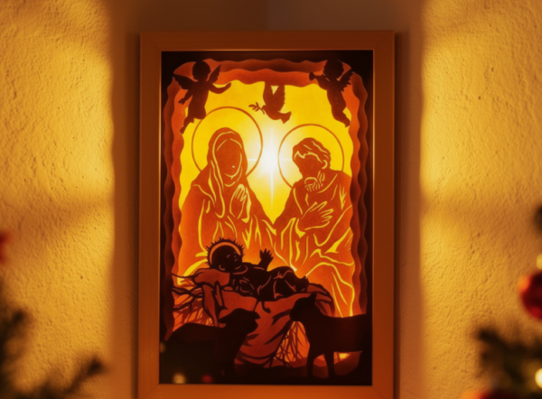 Sostenedor de vela de Navidad cortado con láser
