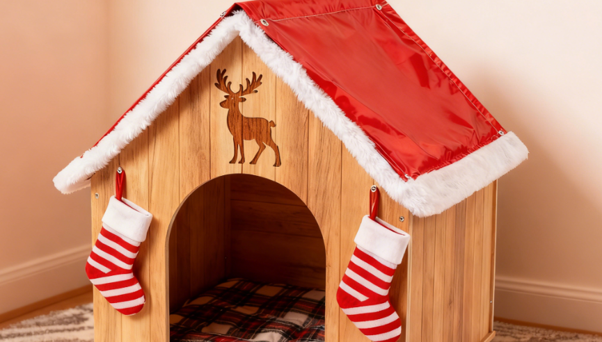 Láser grabado Navidad casa del animal doméstico