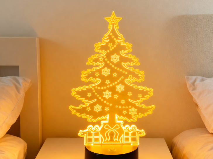 Navidad LED luz de la noche con láser grabado acrílico