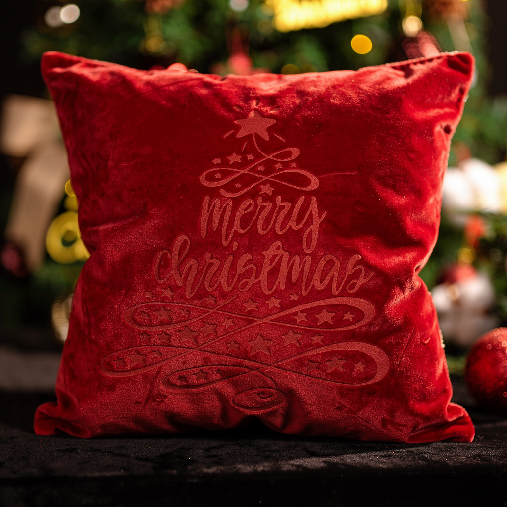 Almohada navideña grabada con láser