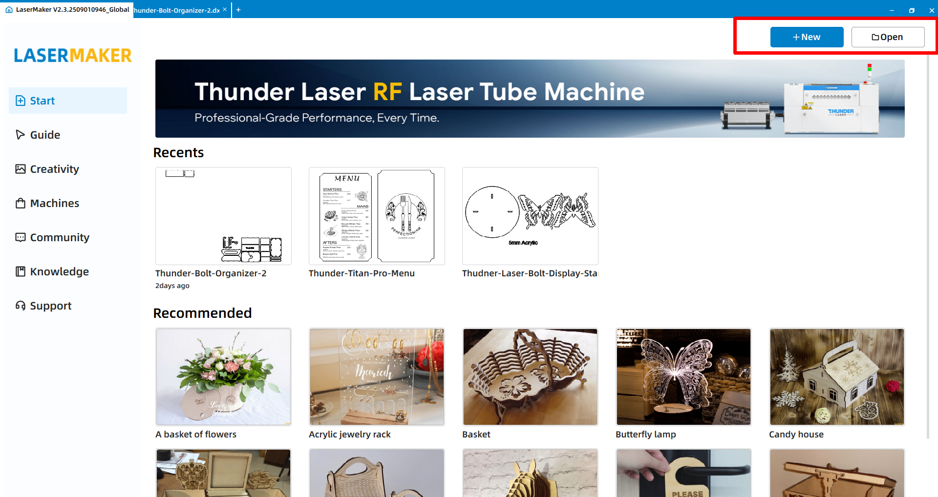 Abra el archivo de corte en LaserMaker