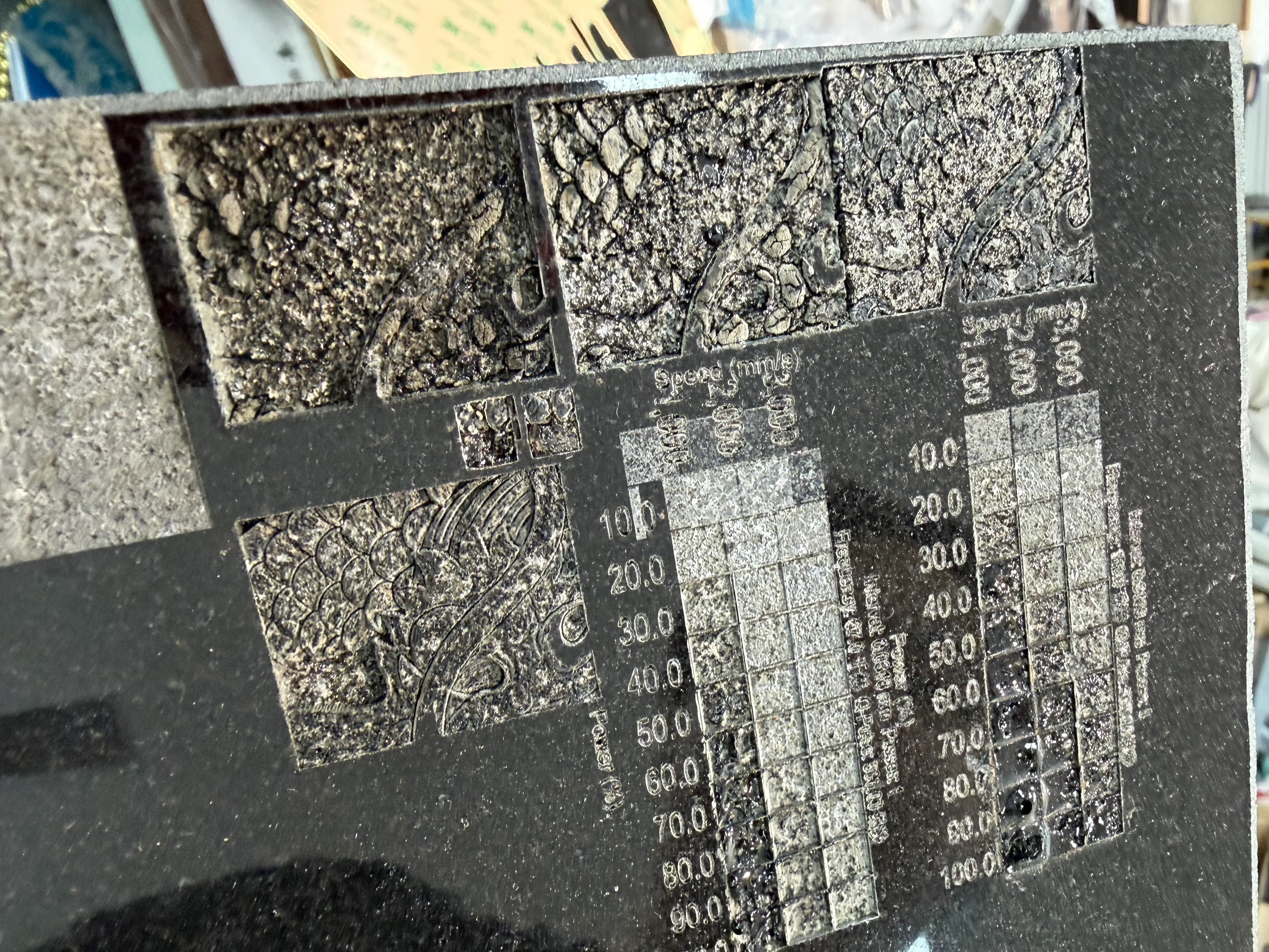 Prueba de los parámetros en mármol
