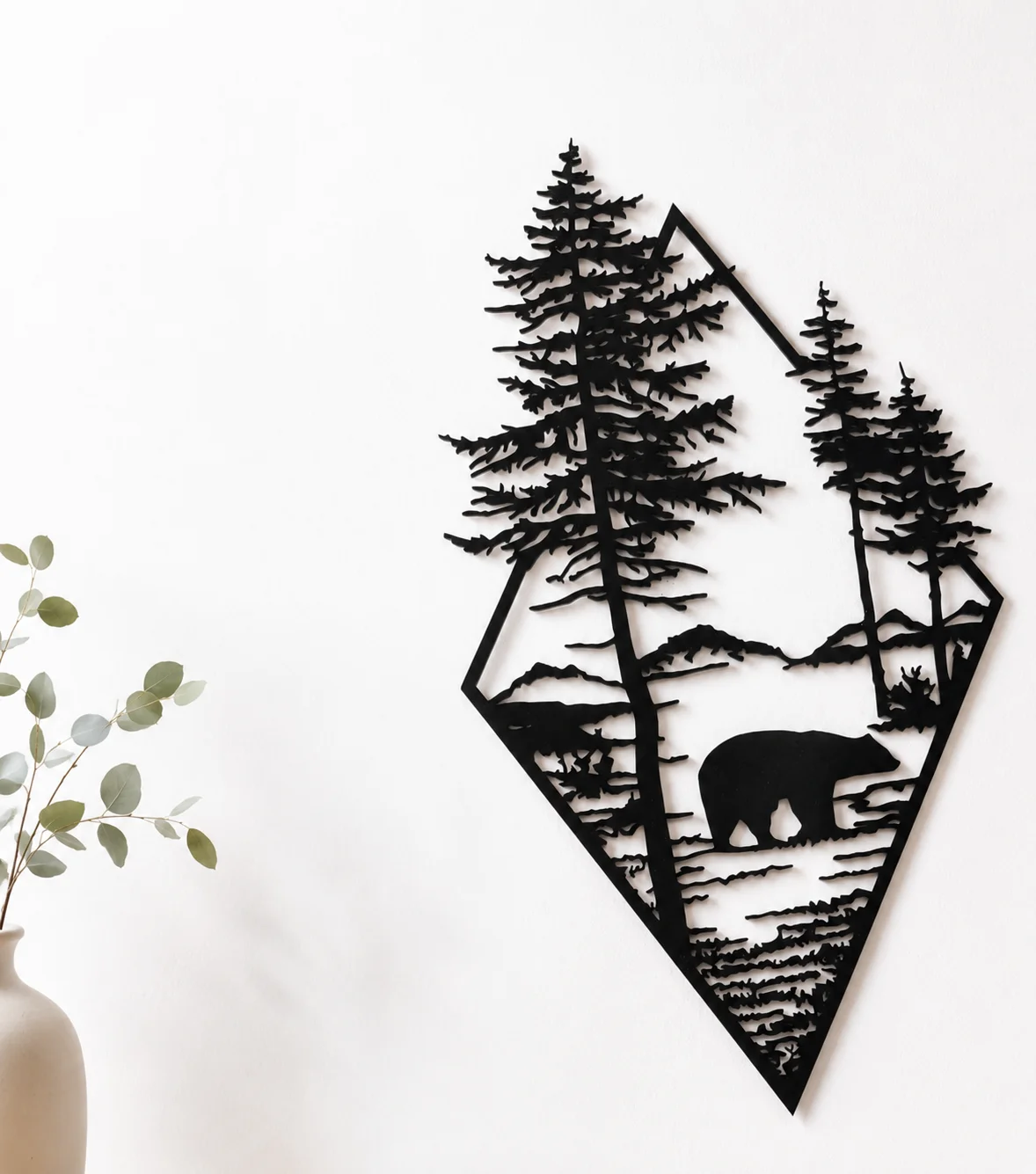 Arte de la pared de la escena del bosque del oso