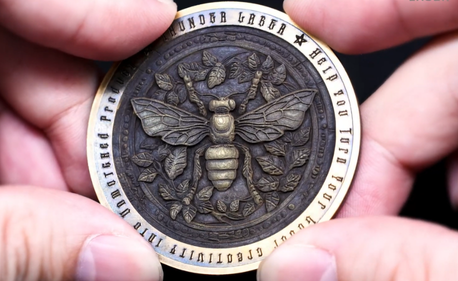 Aplicación Aurora Lite en monedas de latón: intrincado estampado 3D