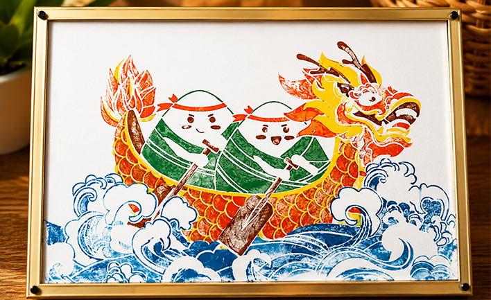 Proyecto de corte por láser STEAM Dragon Boat Printmaking con LaserMaker