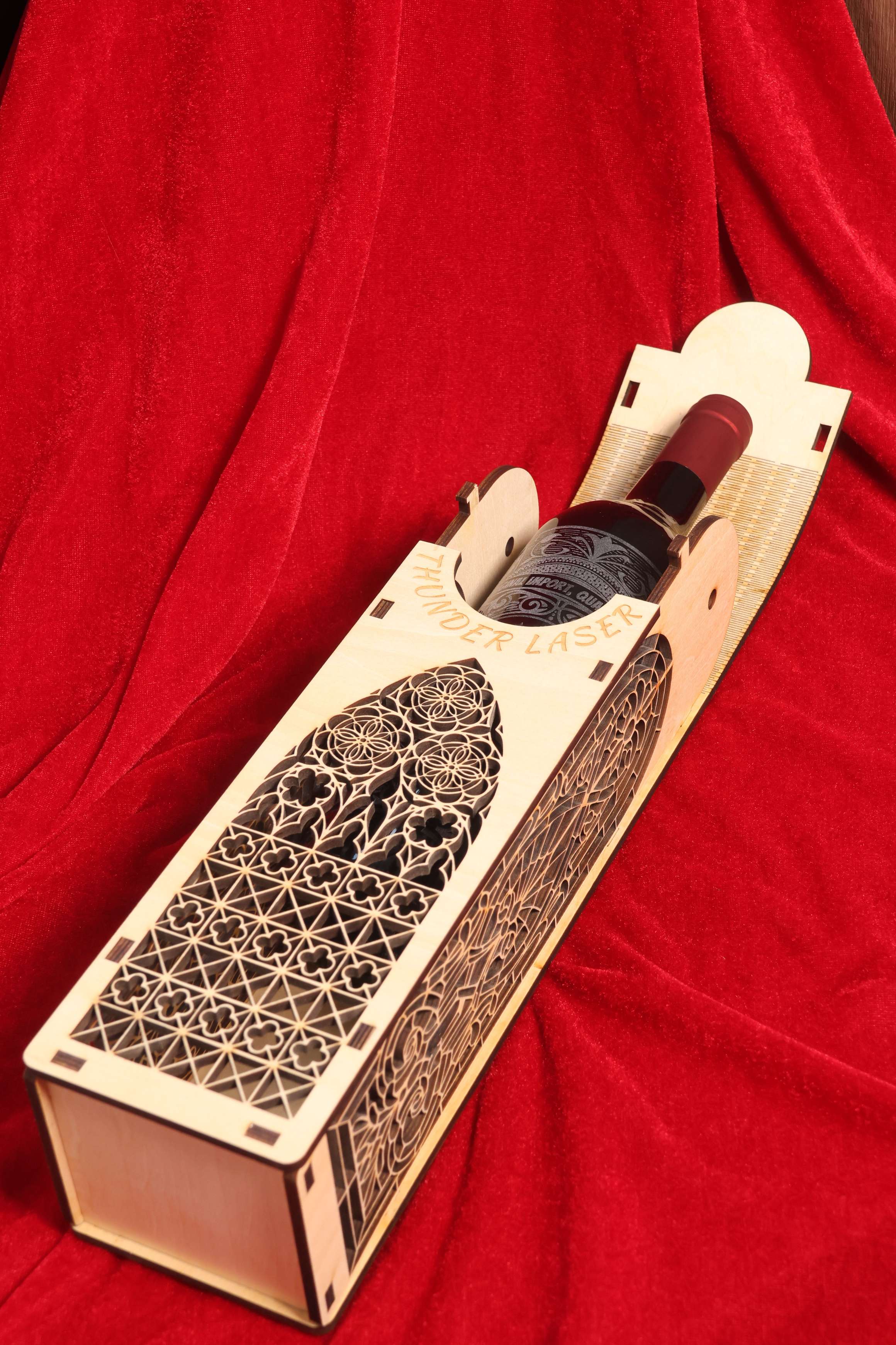 laser cut wooden wine box(