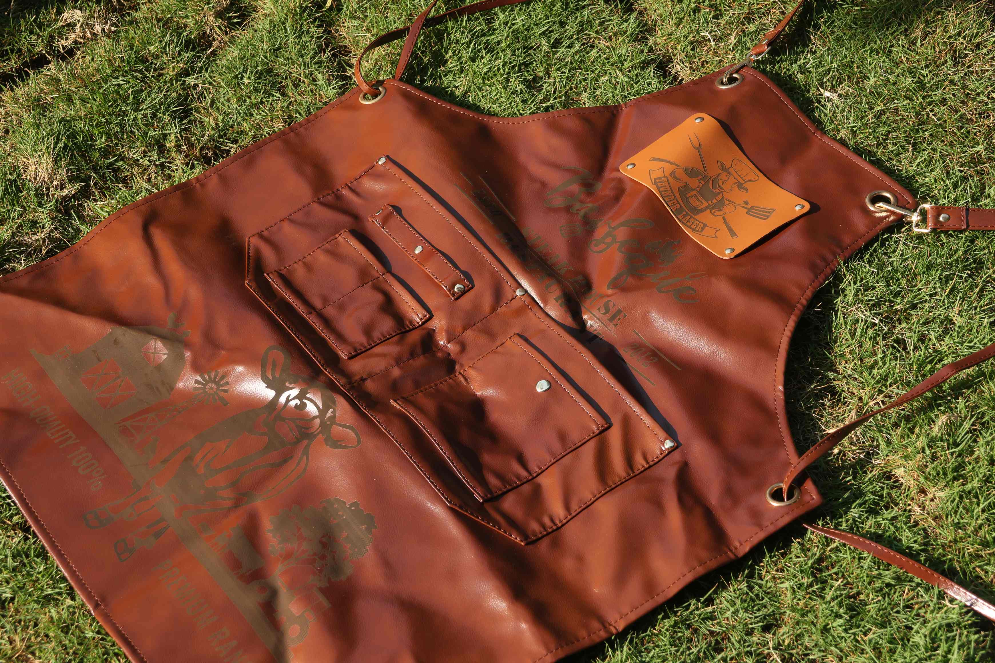 laser engraved leather apron