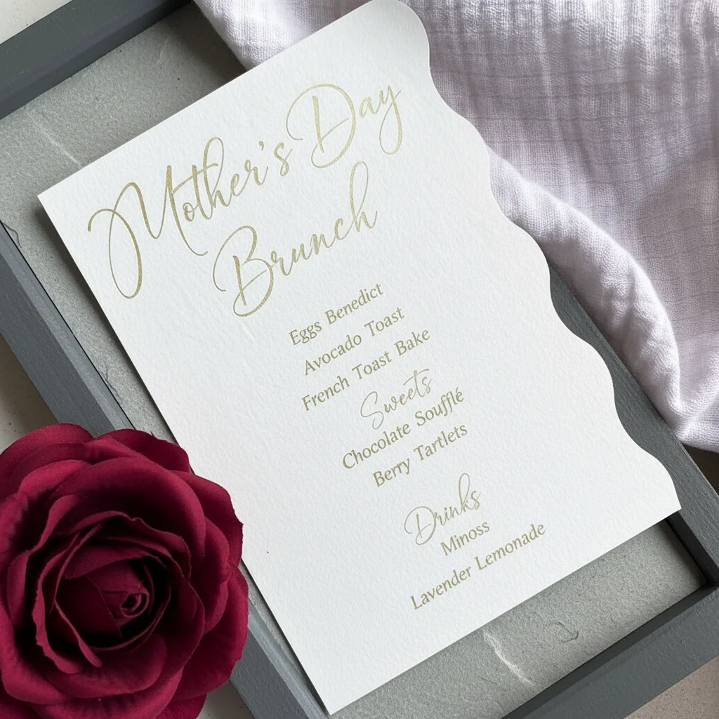 laser engraved menu on paper