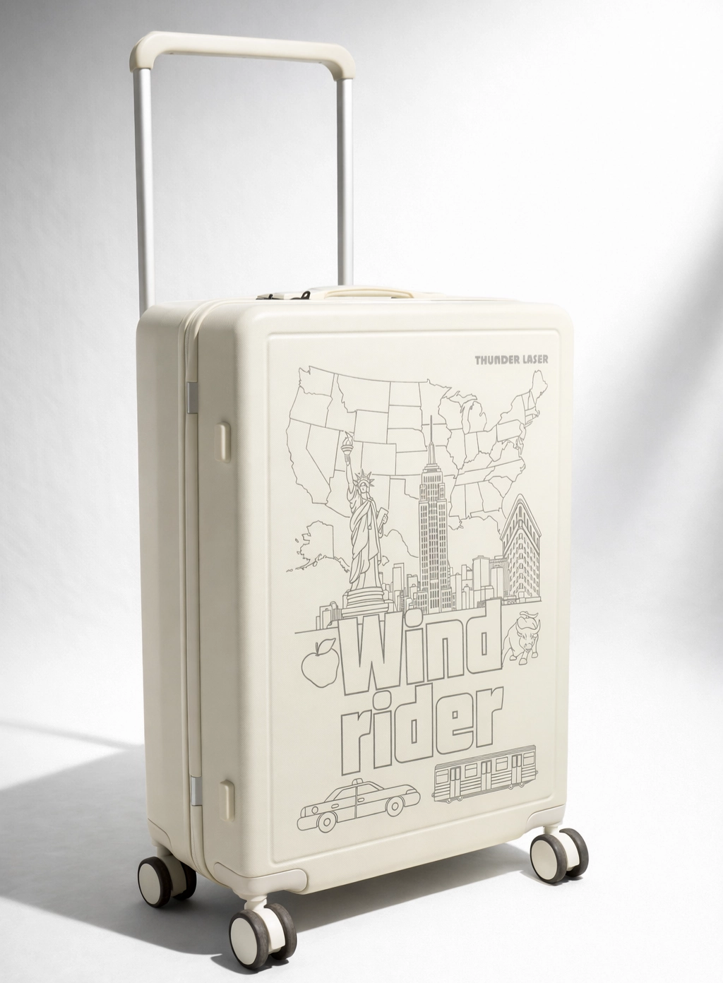 laser engraved ABS suitcase with fine details